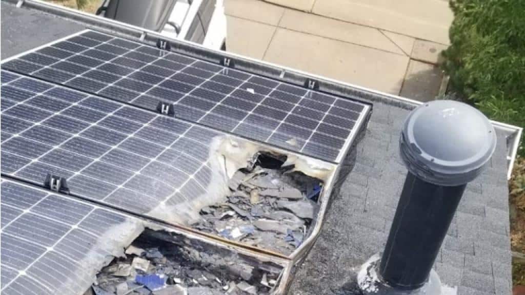 Image of Burnt Solar panels - Broken Solar Panels