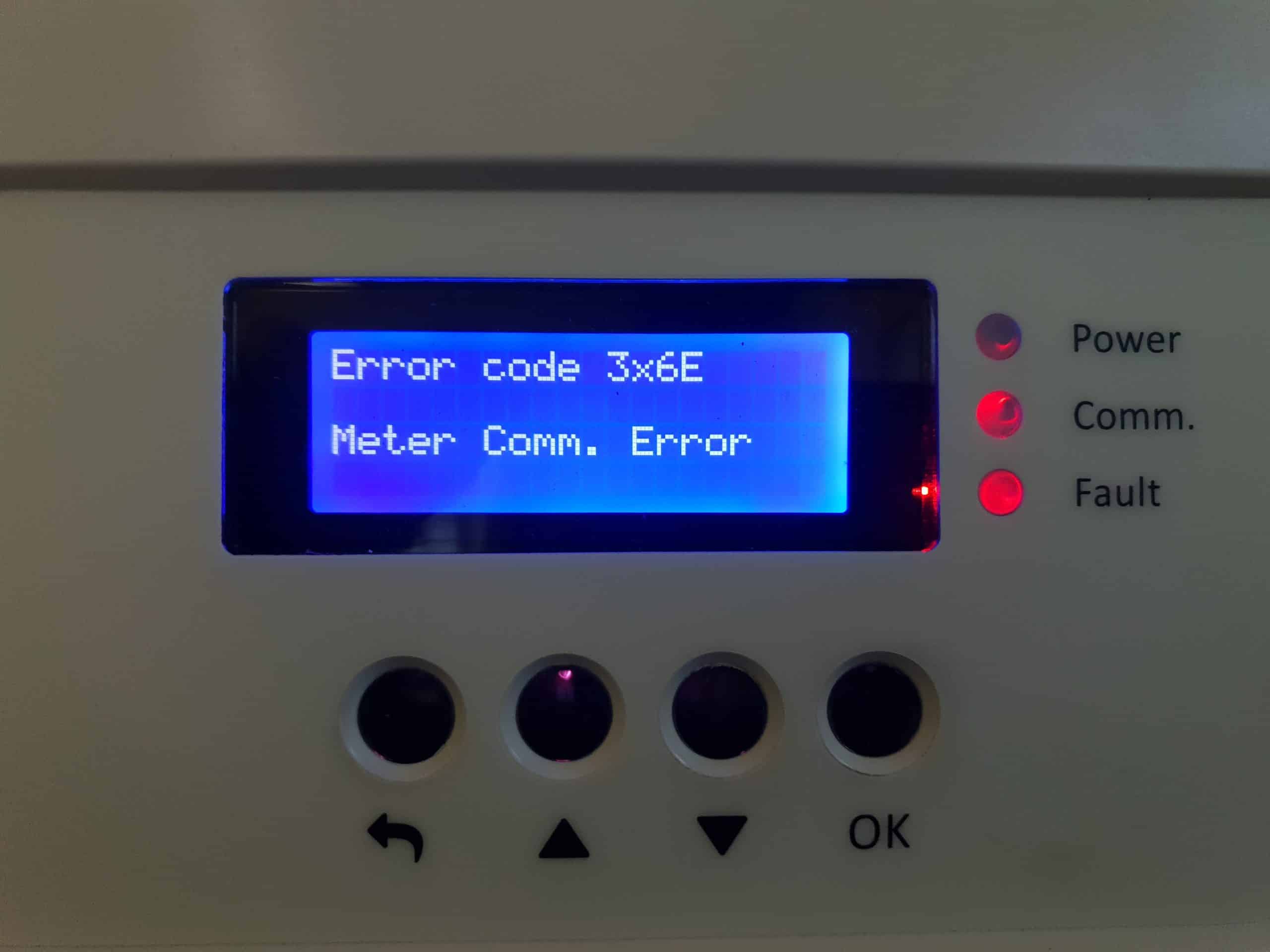 Image of faulty solar generation metre - Broken Solar Panels