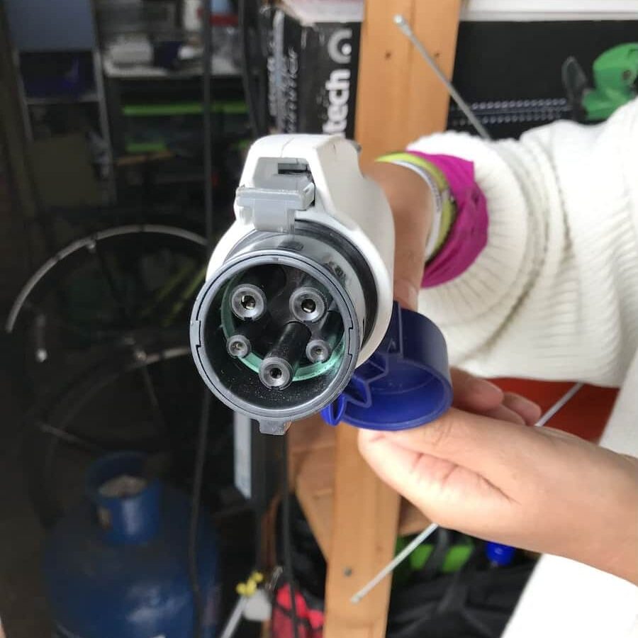 Up Close Electric Vehicle Charging Plug